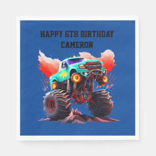 Guardanapo De Papel Convite de festas Monster Truck Aniversário de cri