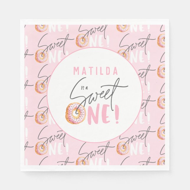 Guardanapo De Papel convite de festas rosquinha doce de um primeiro an (Frente)