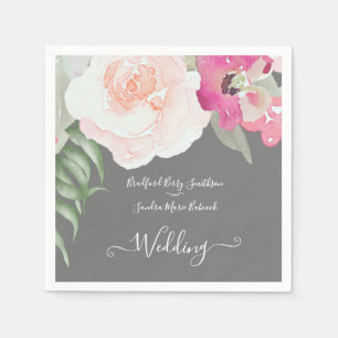 Guardanapo De Papel Convite Floral Simples Blush Pink Fushia