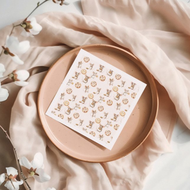 Guardanapo De Papel Convite para Aniversário de criança de Cookies do  (Sweet Cookie Mouse Theme Kid Birthday Paper Napkin)