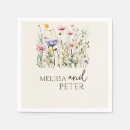 Guardanapo De Papel Convite para Casamento Elegante Boho Wildflower