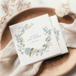 Guardanapo De Papel Convite para Chá de fraldas Floral Azul Delicado