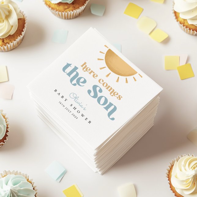 Guardanapo De Papel Convite para Chá de fraldas Retro Sunshine Boy (Criador carregado)