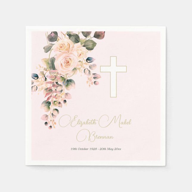 Guardanapo De Papel Convite para Rosa de Foto Cristã Funeral (Frente)