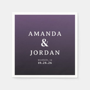 Guardanapo De Papel Convites de Casamento com Gradiente Roxo Elegante