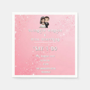 Guardanapo De Papel Convites de Casamento Rosa com Sparkles Diamond