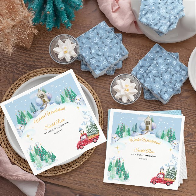 Guardanapo De Papel convites para primeiros aniversarios invernais (Criador carregado)