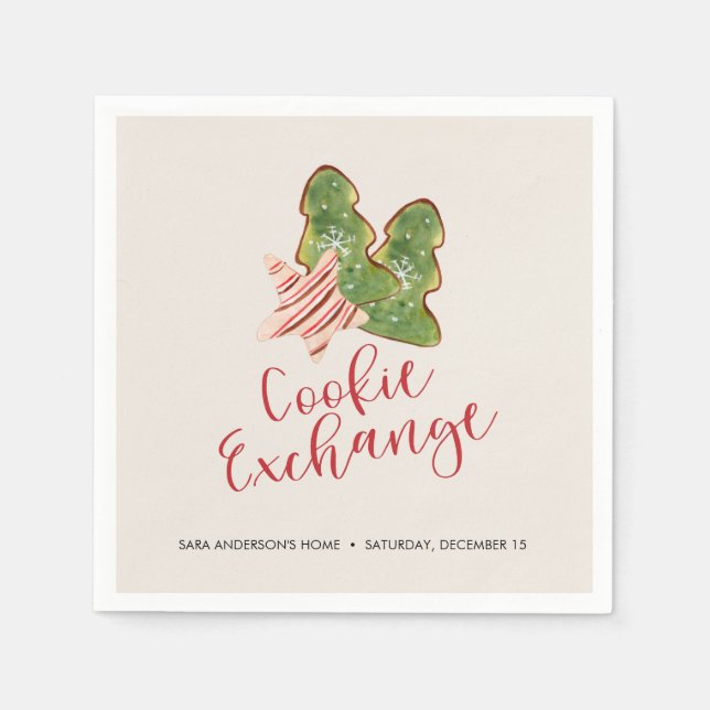 Guardanapo De Papel Cookie Exchange Trendy Watercolor Cookie (Frente)