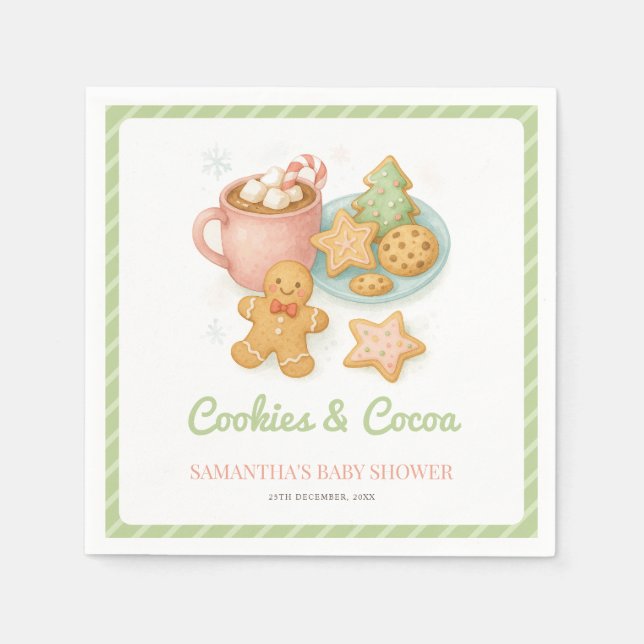 Guardanapo De Papel Cookies and Cocoa Winter Baby Shower  (Frente)