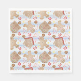 Guardanapo De Papel Cookies de Natal com Placas de Papel de Stripe Azu