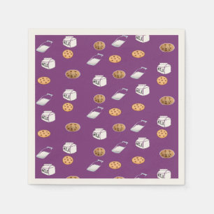 Guardanapo De Papel Cookies e leite em roxo