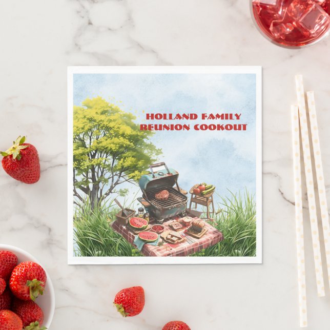 Guardanapo De Papel Cookout de Reunião Familiar no Papel Napkin (Insitu)