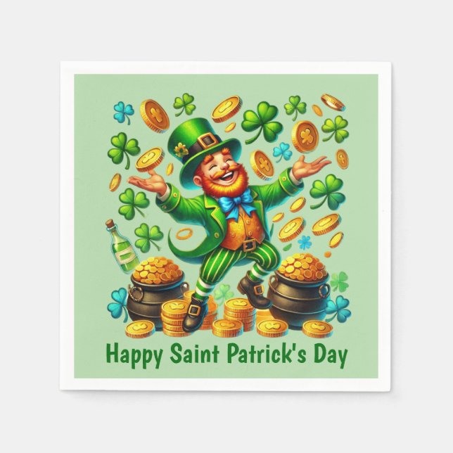 Guardanapo De Papel Cool Happy Saint Patrick's Day Leprechaun  (Frente)
