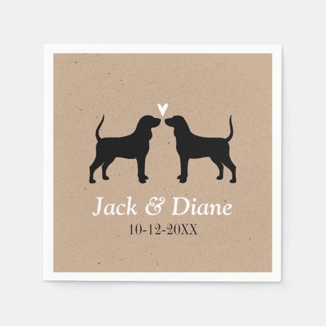 Guardanapo De Papel Coonhound Silhouettes com Texto Personalizado (Frente)