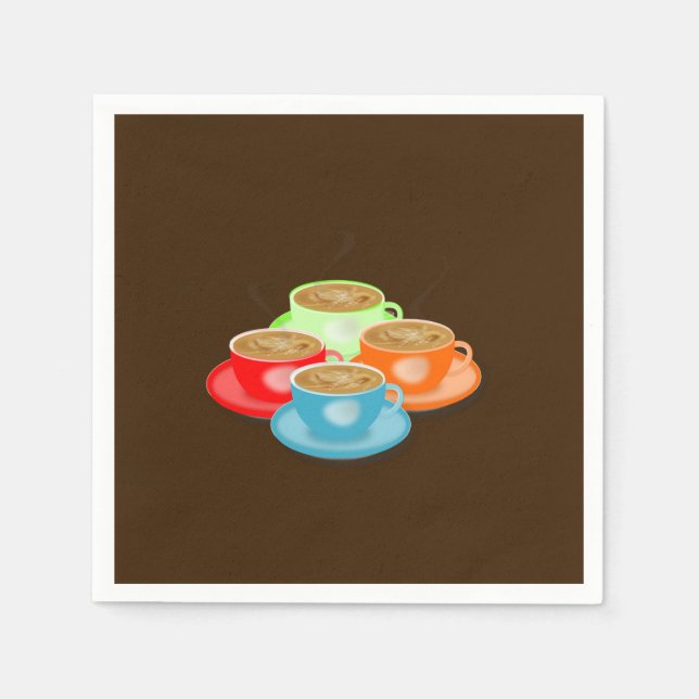 Guardanapo De Papel Copas de café coloridas (Frente)