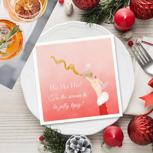 Guardanapo De Papel Copo de Martini Derramando Brilho de Natal Festa (Napkin: Customize and Embrace the Festive Merriment with Vibrant Martinis!)