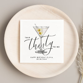 Guardanapo De Papel Copo de Martini “Talk Thirty to Me” Minimalista 30