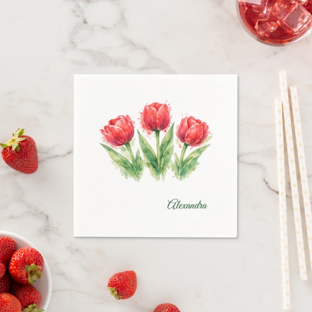 Guardanapo De Papel Copo de Papel Tulipas Vermelhas (Insitu)