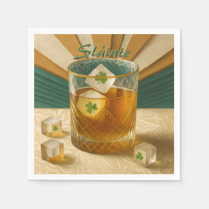 Guardanapo De Papel Copo para Uísque Irlandês Shamrock Gelo "Sláinte!"