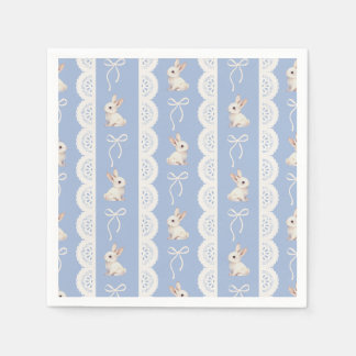 Guardanapo de papel coquete azul com laço e coelho
