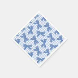 Guardanapo De Papel Coquete azul xadrez e laços