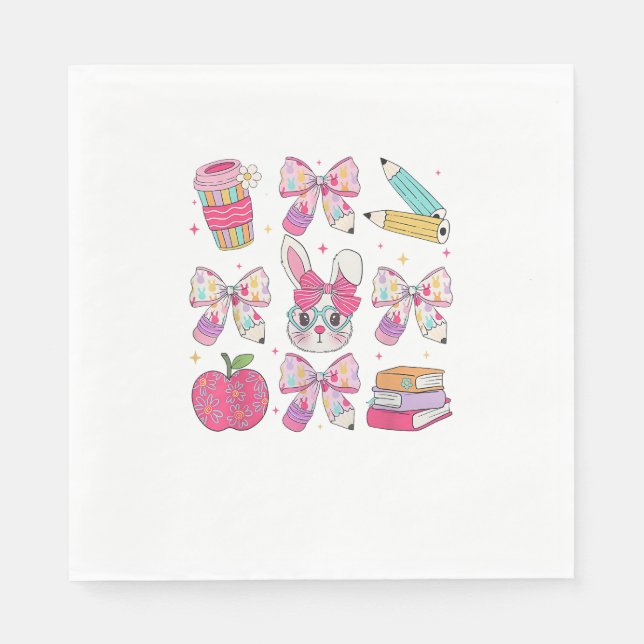 Guardanapo De Papel Coquete Laço Funny Bunny Coelho Professor Páscoa R (Frente)