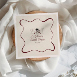 Guardanapo De Papel Coquetéis Desenhados à Mão com Moldura Ondulada Ch