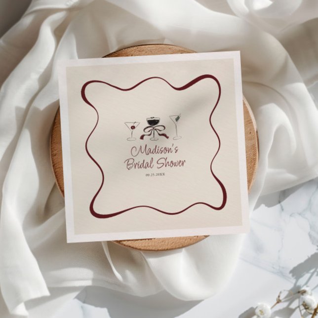 Guardanapo De Papel Coquetéis Desenhados à Mão com Moldura Ondulada Ch (Criador carregado)