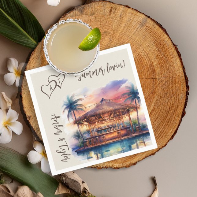 Guardanapo De Papel Coquetel Bar de Piscina Sunset Beach (Cocktail napkins from the Sunset Beach Wedding Collection by Darling & May)