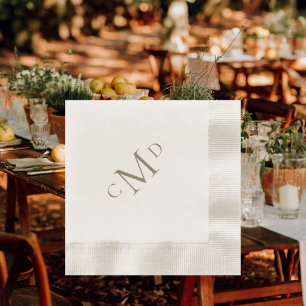 Guardanapo De Papel Coquetel Cozido com Creme Monograma Dourado Casado