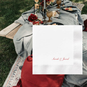 Guardanapo De Papel Coquetel Cozido De Casamento De Script Vermelho Si