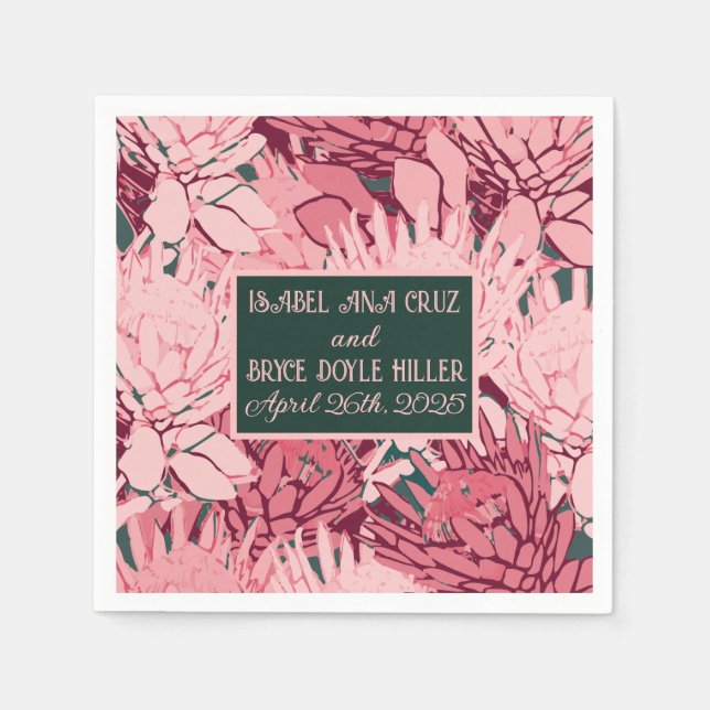 Guardanapo De Papel Coquetel das flores de Abstrato verde e rosa profu (Frente)