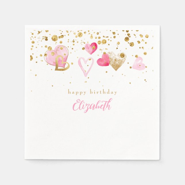 Guardanapo De Papel Coquetel de Aniversário Personalizado do Coração R (Frente)