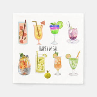 Guardanapo De Papel Coquetel de aquarela Bonito Celebração branco