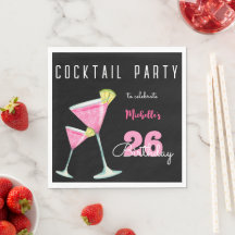 Coquetel de aquarela festa de aniversário preto