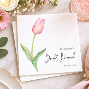 Guardanapo De Papel Coquetel de Brunch de Noiva Rosa Moderno de Tulipa