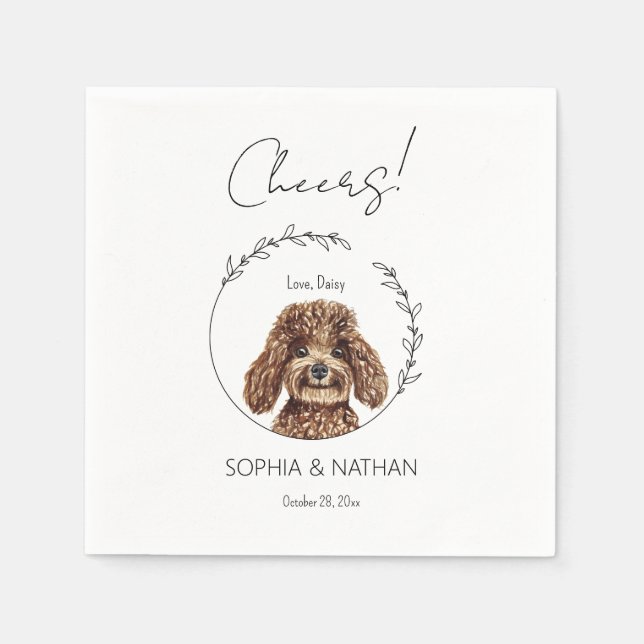 Guardanapo De Papel Coquetel de Casamento de Cachorro Simples (Frente)