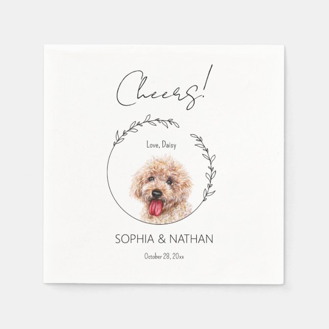 Guardanapo De Papel Coquetel de Casamento de Cachorro Simples (Frente)