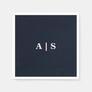 Guardanapo De Papel Coquetel de Casamento de Monograma e marinho Rosa