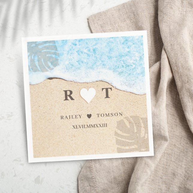 Guardanapo De Papel Coquetel de Casamento de Praia Personalizada em Nu (Criador carregado)