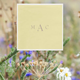 Guardanapo De Papel Coquetel de Casamento do Monograma Amarelo-Buttery