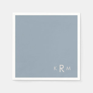 Guardanapo De Papel Coquetel de Casamento Monograma Azul Poeira