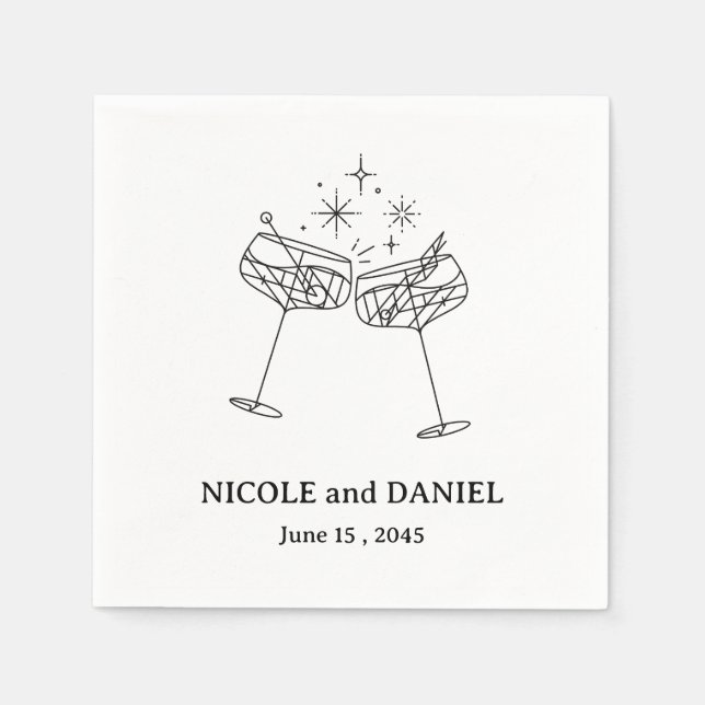 Guardanapo De Papel Coquetel de Casamento Personalizado (Frente)