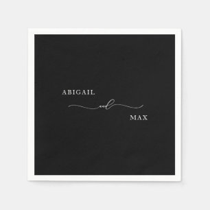 Guardanapo De Papel Coquetel de Casamento Personalizado Preto Elegânci