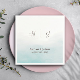 Guardanapo De Papel Coquetel de Casamento Rustic Dusty Blue Monogramed