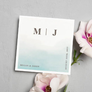 Guardanapo De Papel Coquetel de Casamento Rustic Dusty Blue Monogramed
