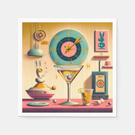Guardanapo De Papel Coquetel de Coelho Futurista Retro Atômico de Mead