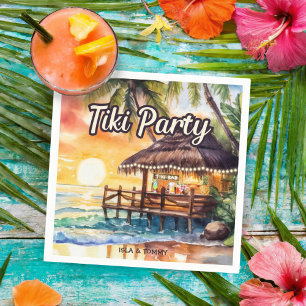 Guardanapo De Papel Coquetel de Festa Tiki na Praia Tropical