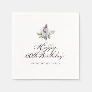 Guardanapo De Papel Coquetel de Flor Lilac Roxo 60.º aniversário