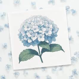 Guardanapo De Papel Coquetel de Flores de Hortênsia Azul Elegante